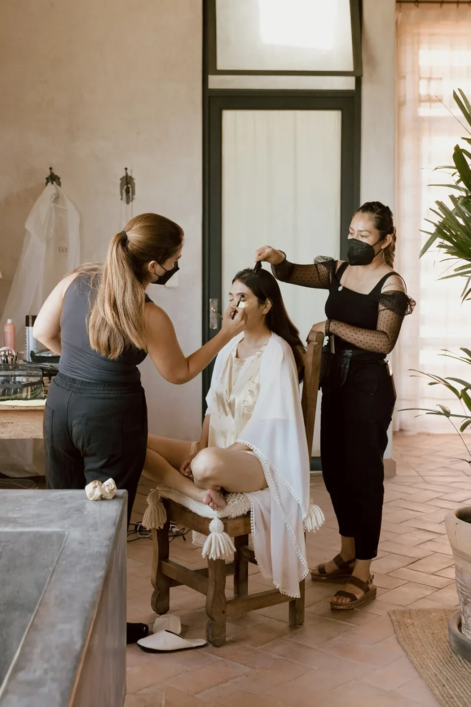 Team Danipal preparing a bride during her getting-ready session