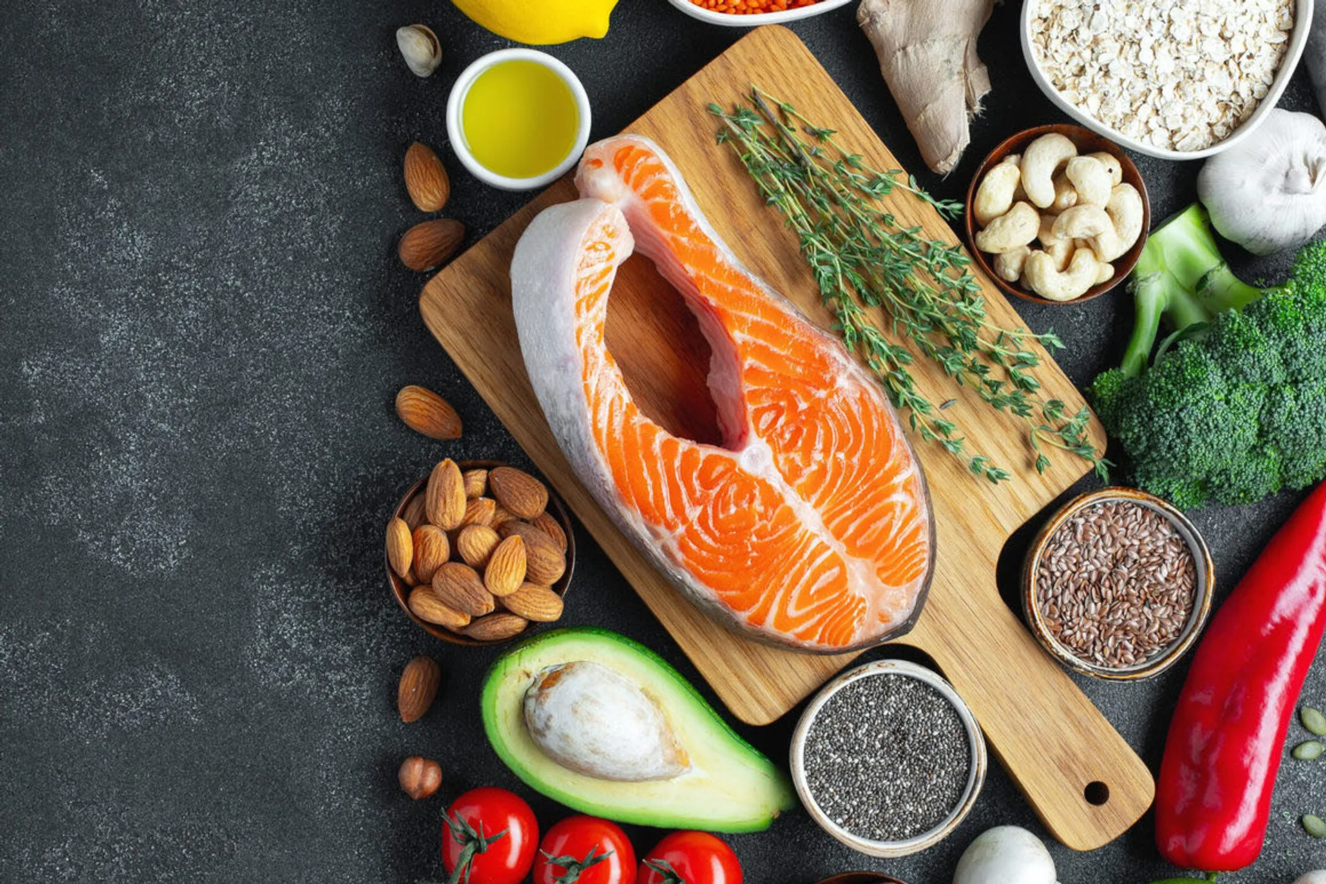 Fresh salmon and colorful ingredients for a custom RubyJoy's menu