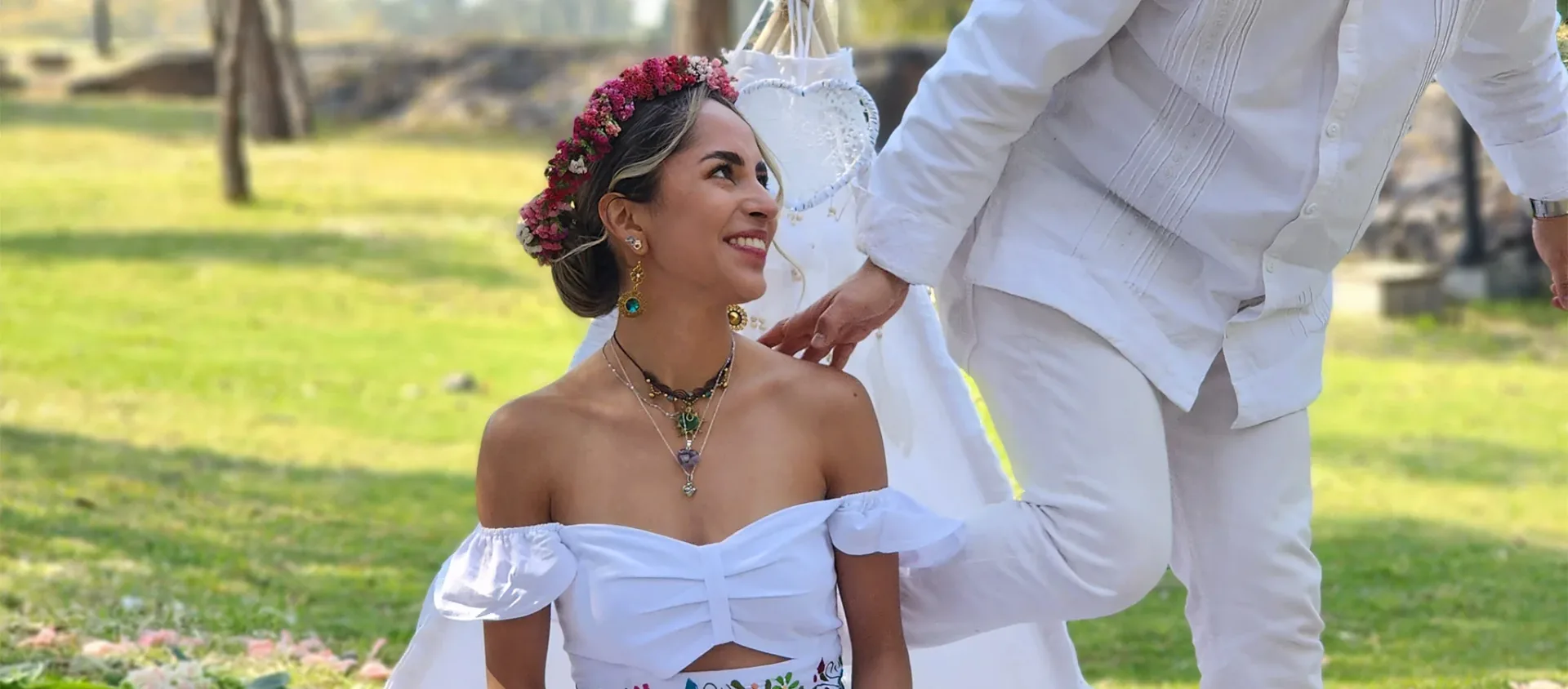 Officiant guiding an intimate outdoor ceremony
