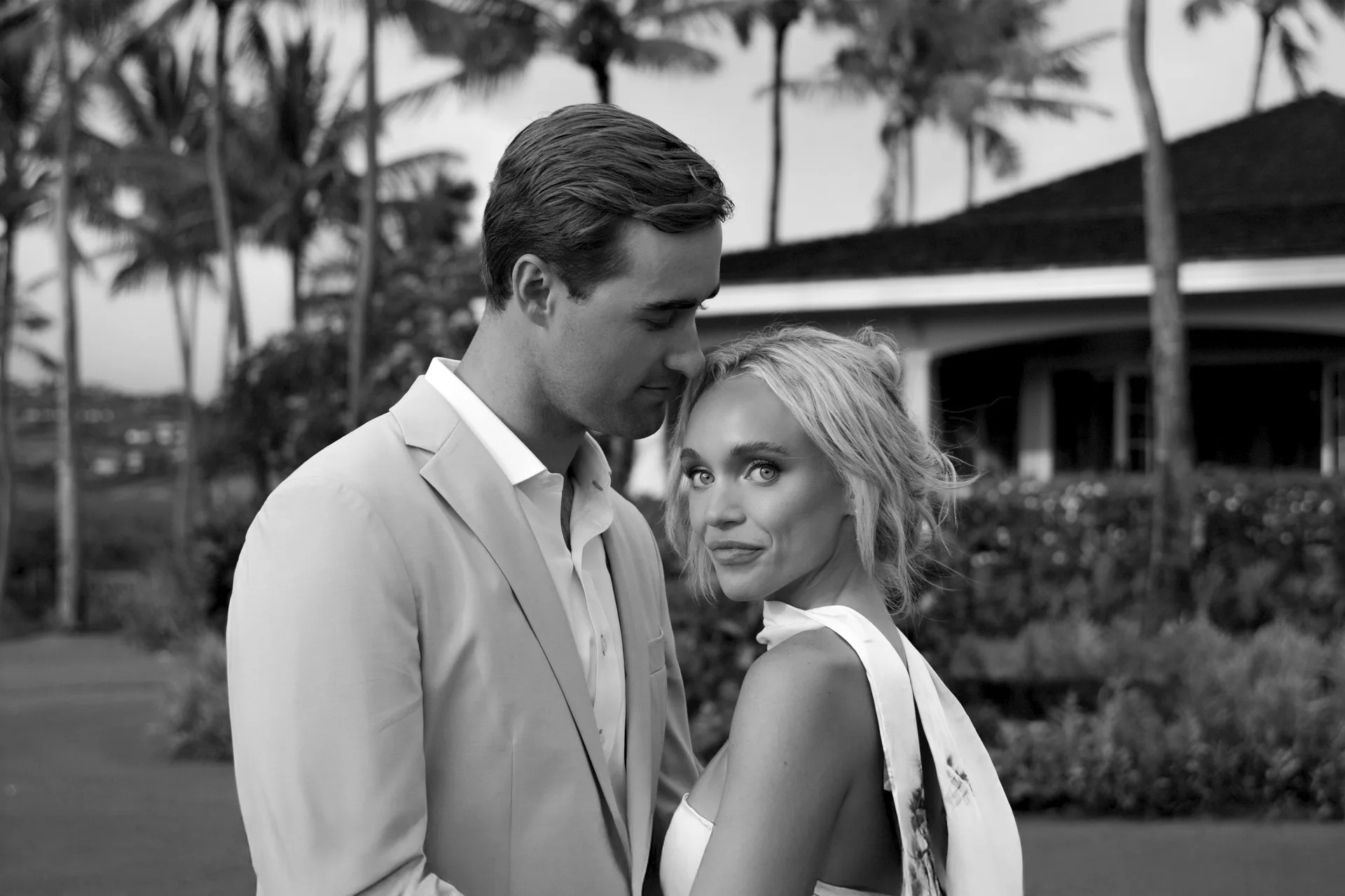 Artistic portrait of a newlywed couple