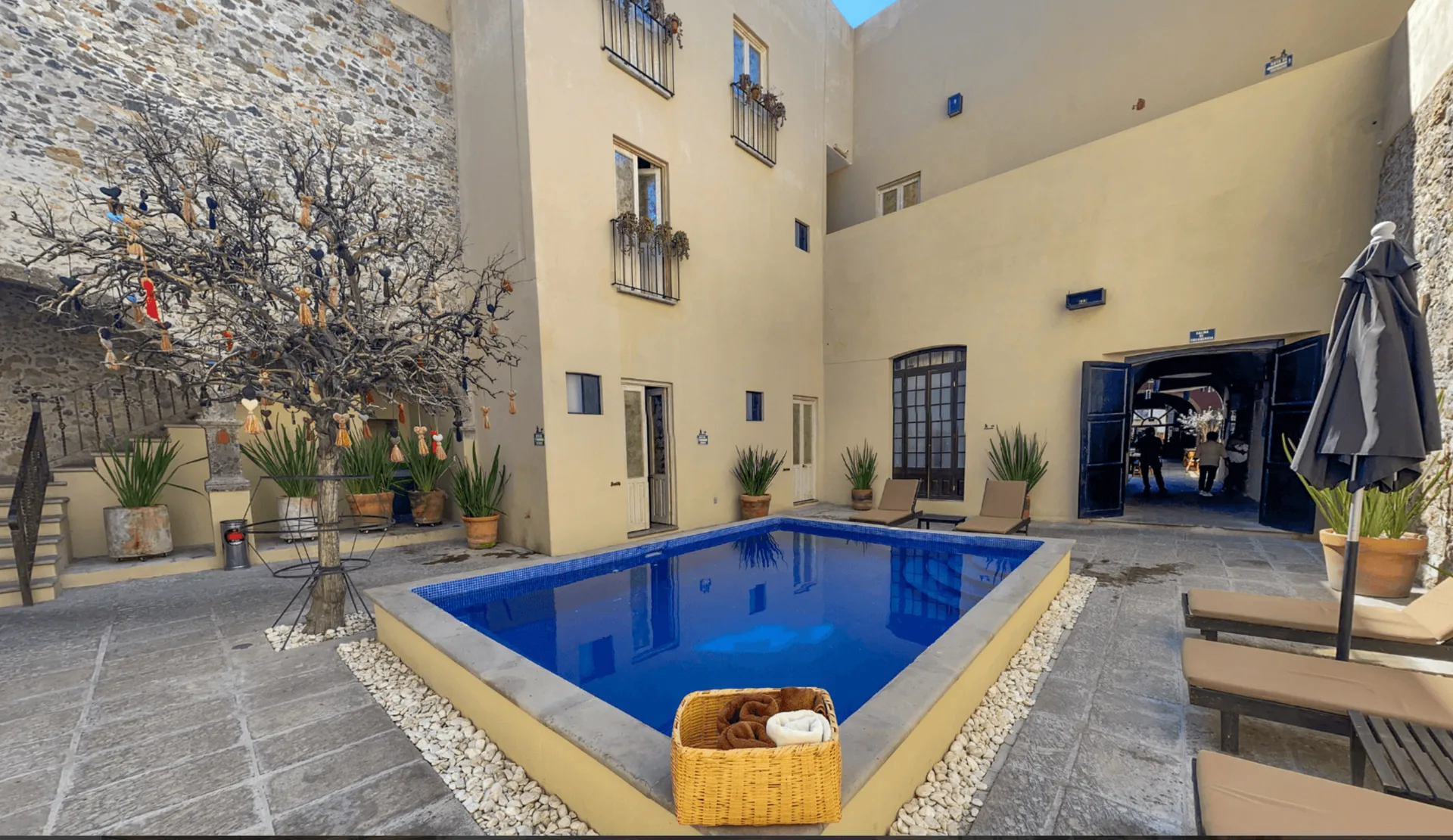 Heated pool in Hotel Nena's historic courtyard