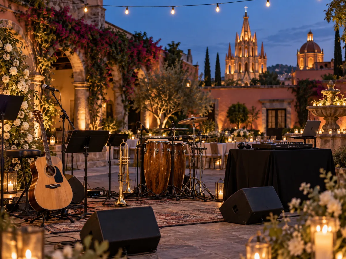 Generic stock image of wedding music setup