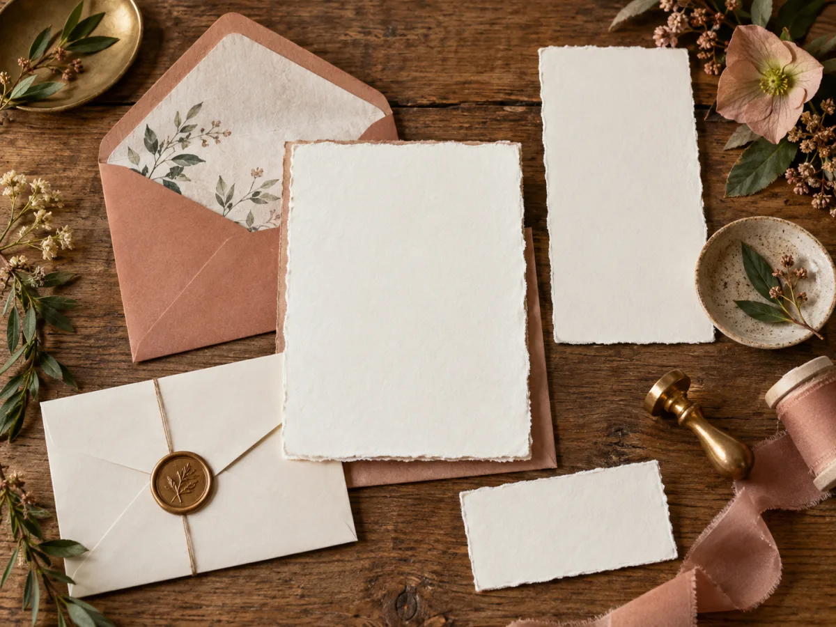 Generic stock image of wedding stationery suite