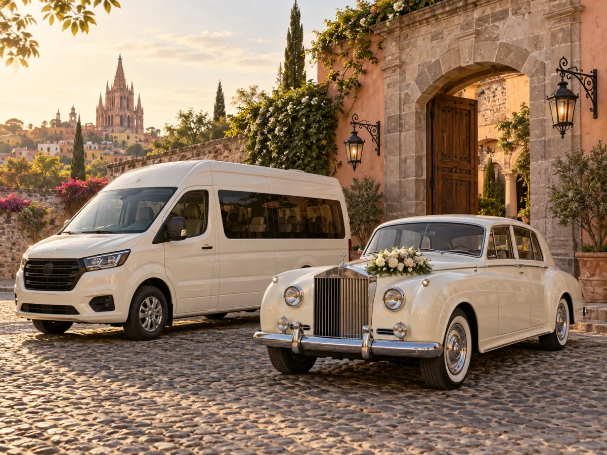 Generic stock image of wedding guest transportation